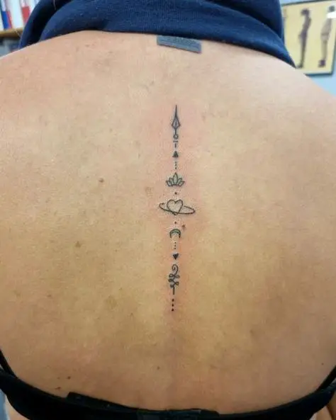 Thin Arrow Spine Tattoo