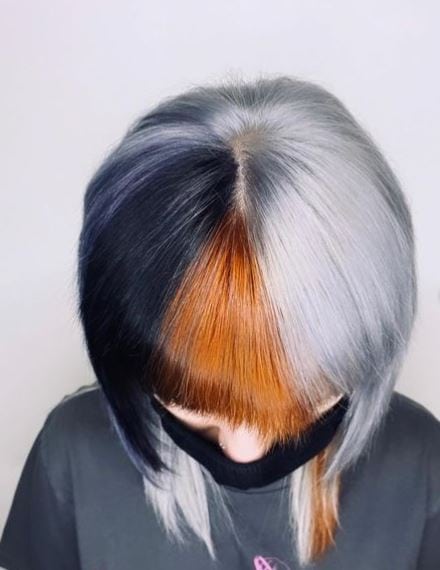 Black, ginger, and grey Colored Hair