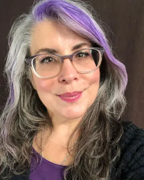Violet Bangs on Grey Hair