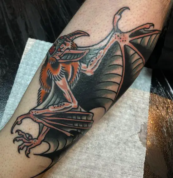 Colored Vampire Bat Arm Tattoo