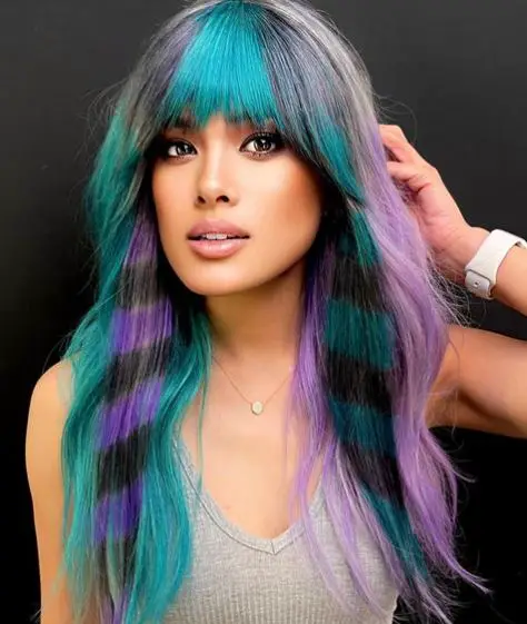 Violet Grey and Blue Hair