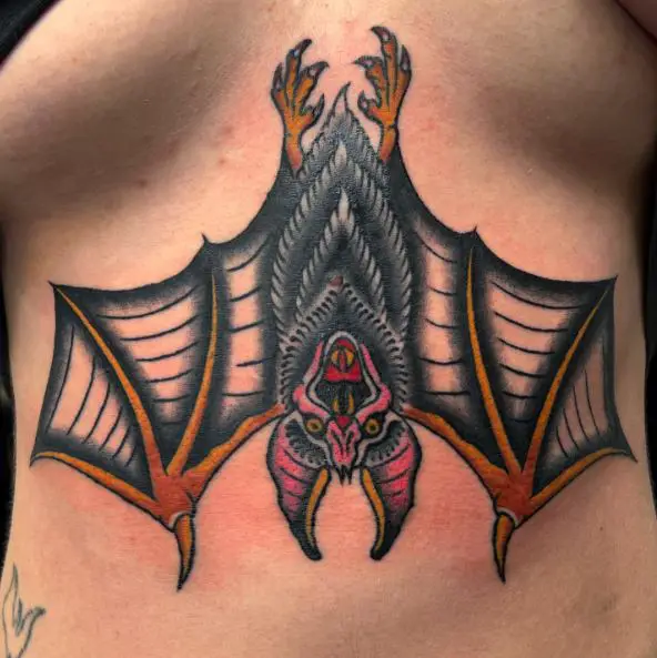 Hanging Vampire Bat Bely Tattoo