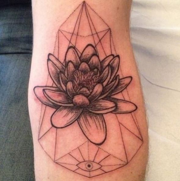 Prism with Eye and Grey Water Lily Tattoo