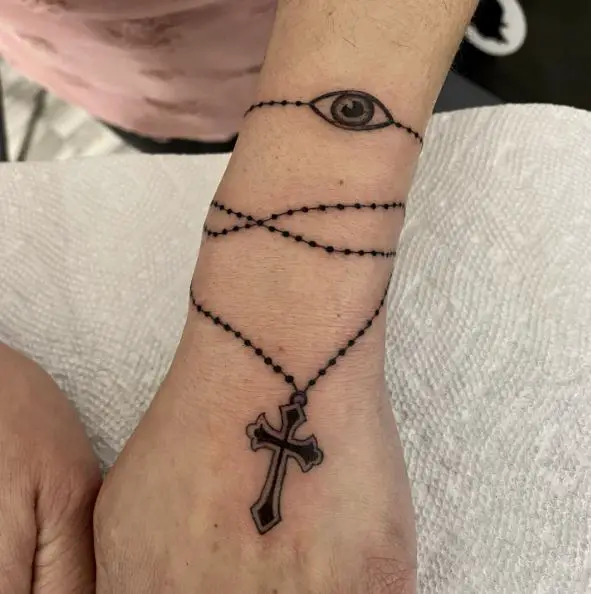 Rosary Tattoo with Eye