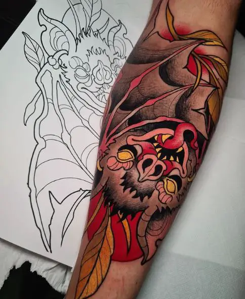 Vampire Bat Arm Sleeve Tattoo