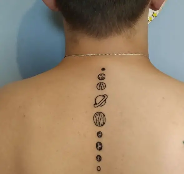 Solar System Planets Spine Tattoo