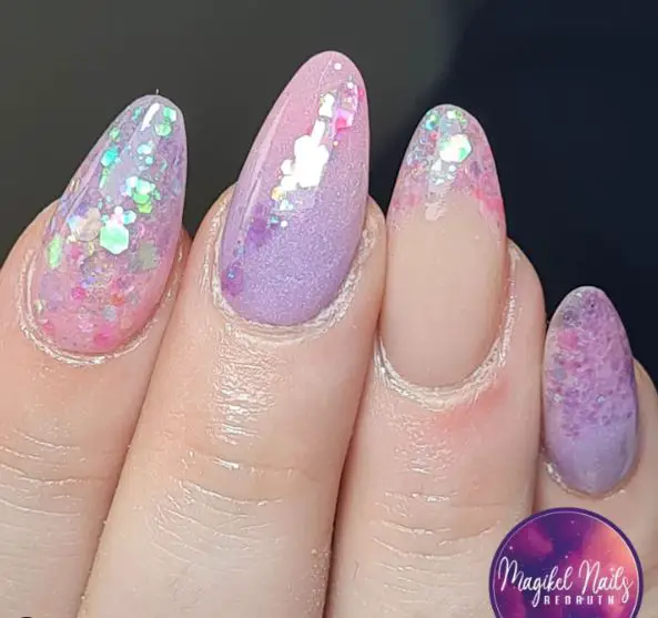 Pink and Purple Acrylic Nails