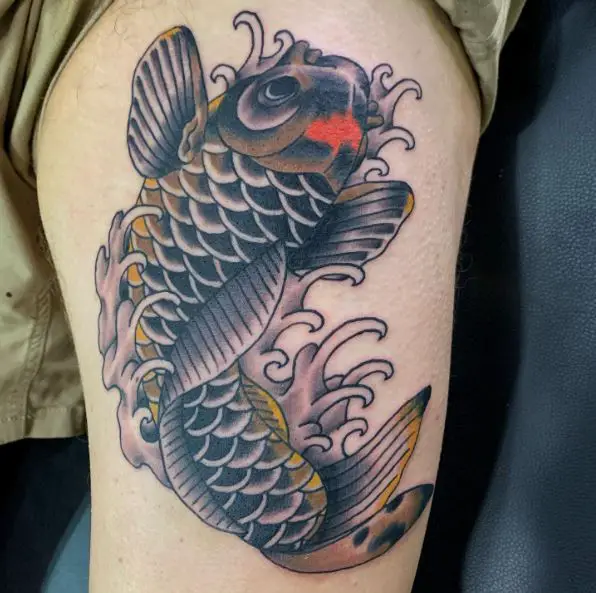 Big Black Koi Fish Tattoo