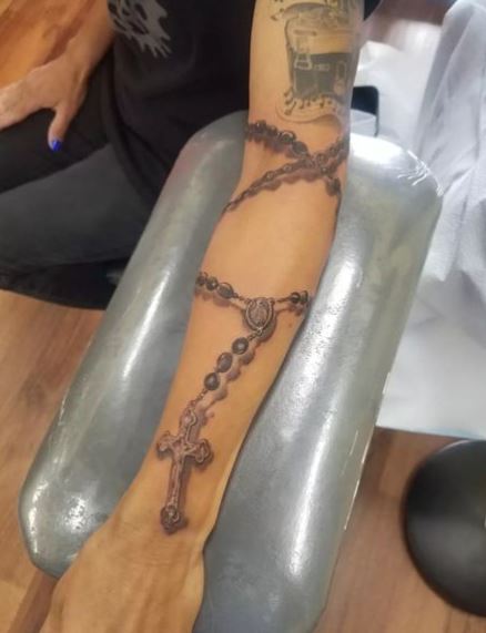 Rosary Tattoo on Lower Arm