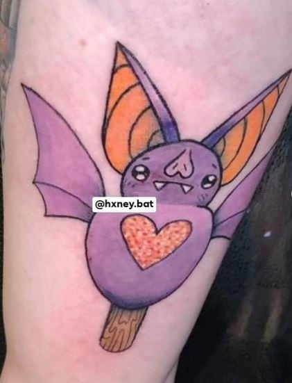 Violet Bat Tattoo