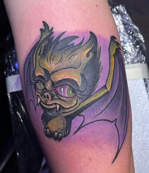 Violet Cartoon Inspired Bat Tattoo
