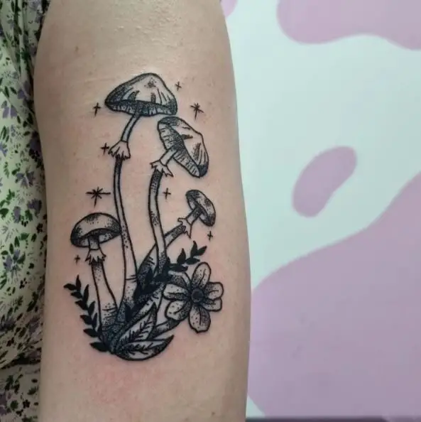 A Cluster of Little Mushrooms Arm Tattoo