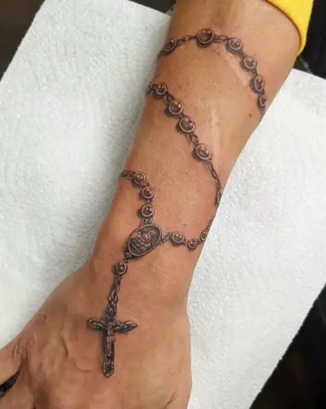 Hand Rosary Tattoo