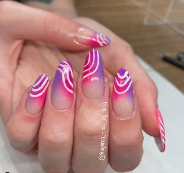 Psychedelic Pink and Purple Nails