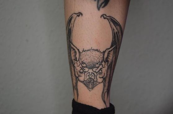 Scary Bat Leg Tattoo