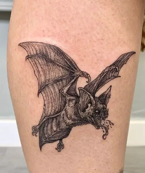 Grey Flying Bat Tattoo