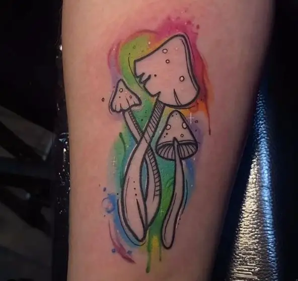 Mushrooms Rainbow Style Tattoo