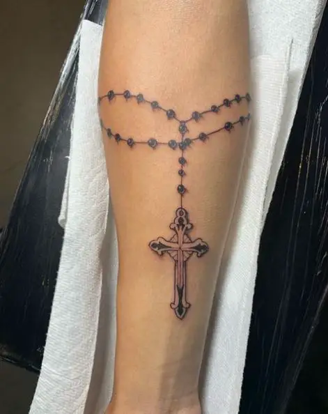 Barbwire Rosary Tattoo