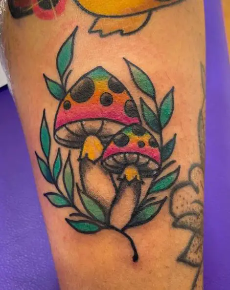 Colorful Mushrooms Tattoo