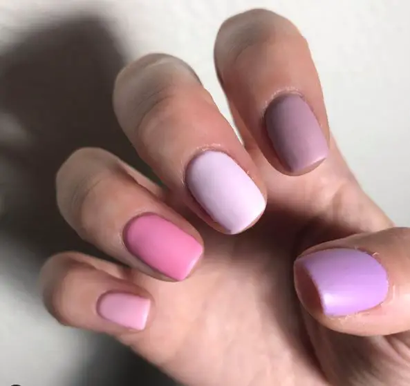 Pink and Purple Gel Polished Nails