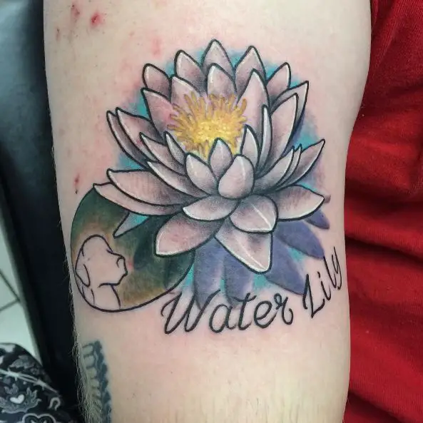 Pink & Purple Water Lily Arm Tattoo