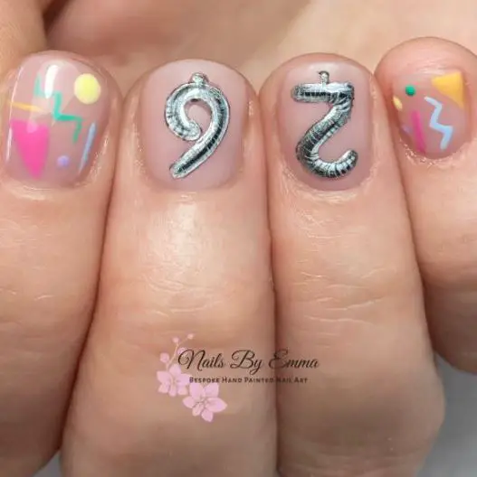 26th Themed Birthday Nails With Balloons