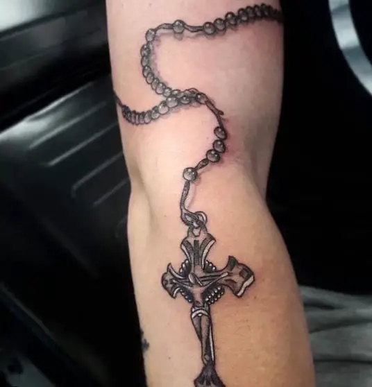 Elbow Rosary Tattoo