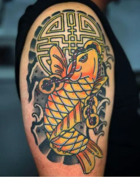 Golden Koi Fish Arm Tattoo