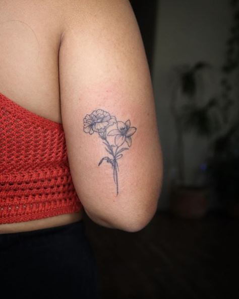 Bouquet of Two Water Lilies Arm Tattoo