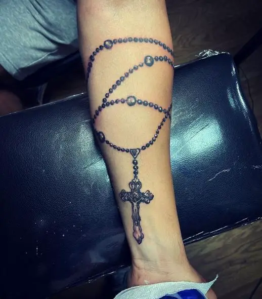 Forearm Rosary Tattoo