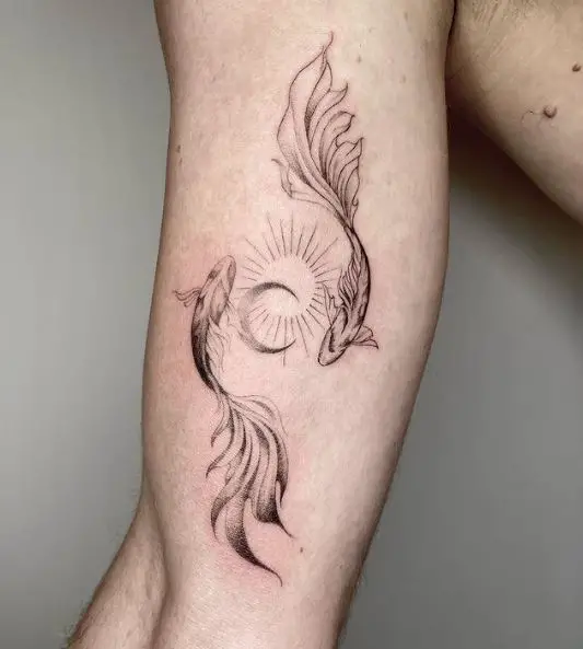 Yin Yang Inspired Koi Fishes Tattoo