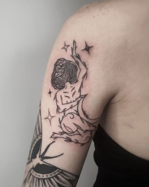 Mushroom Lady with Stars Tattoo