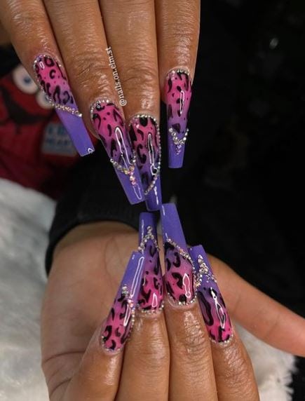 Long Animal Print Nails