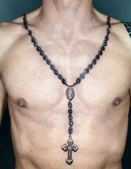 Big Rosary Necklace Tattoo