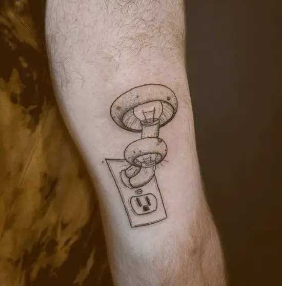 Mushrooms Plugged-In Tattoo