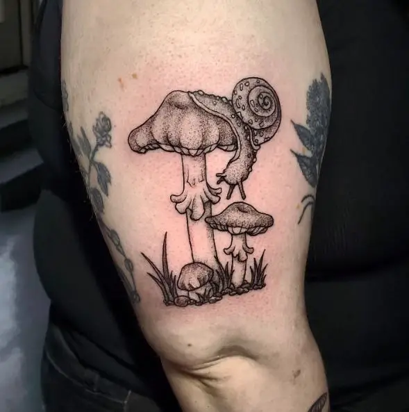 Mushrooms with Snail Tattoo