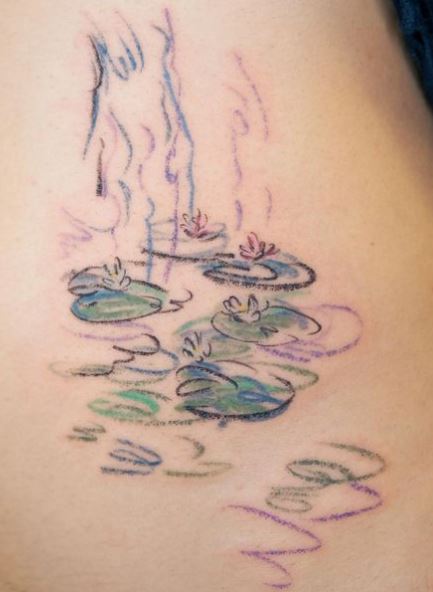 Foggy Water Lily Pond Tattoo