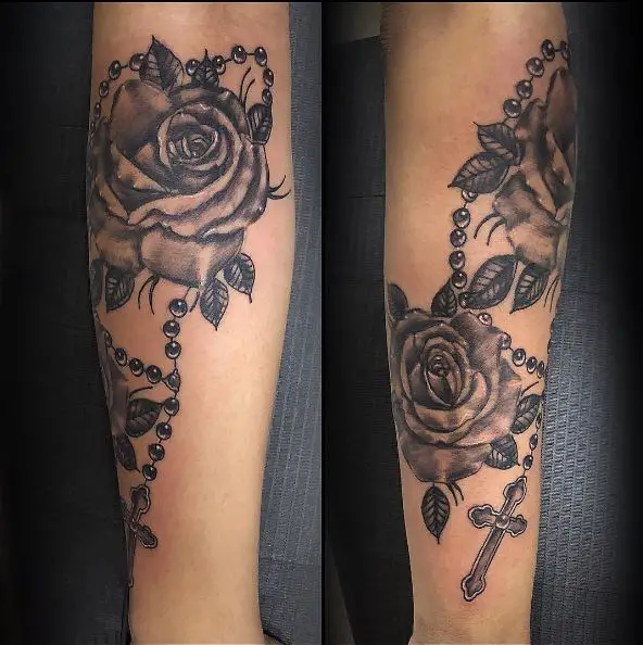 Roses and Rosary Tattoo