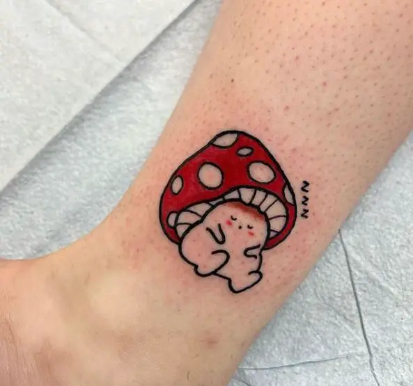 Sleepy Mushroom Tattoo