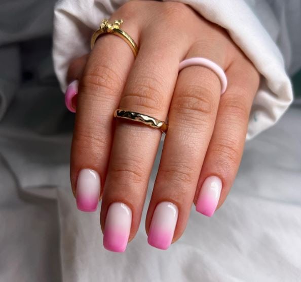 White Nails with Pink Tips