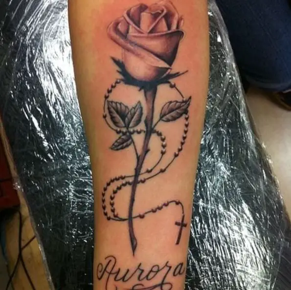 Rosary Around Rose Tattoo
