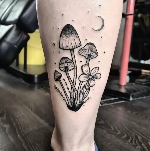 Mushroom Wildflowers & Moon Tattoo