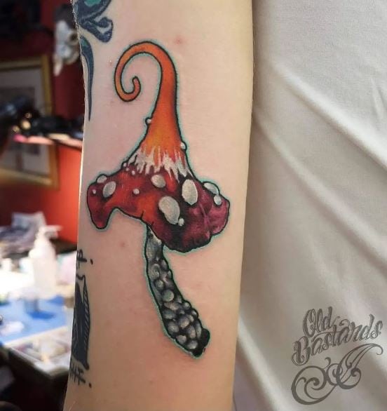 Red & Orange Mushroom Tattoo