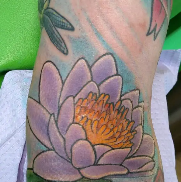 Colorful Water Lily Tattoo