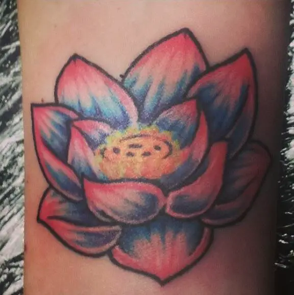 Colorful Water Lily Wrist Tattoo