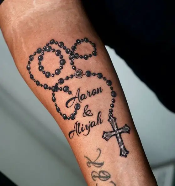 Rosary Beads Tattoo with Names