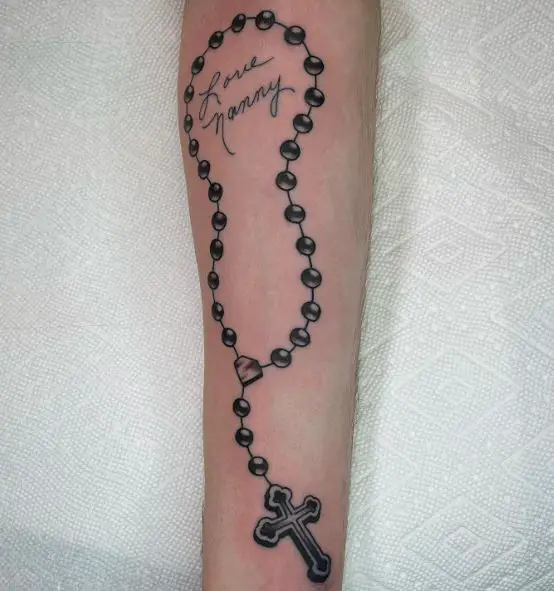 Love Rosary Tattoo on Forearm