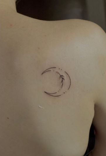 A Charming Moon Tattoo on Back