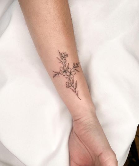 A Floral Cross On Forearms