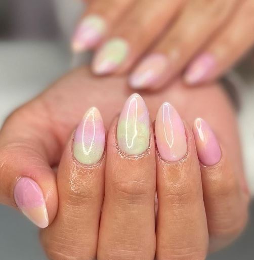 Almond Cotton Candy Nails